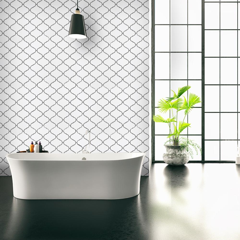 Witte arabische lantaarn wandtegel 3d vinyl stickers zelfklevend behang, zelfklevend, vierkant voor keuken badkamer achterwand