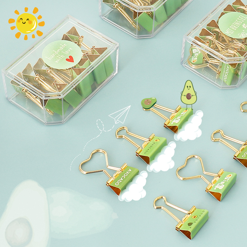 12 Pcs/Box Cute Metal Binder Clips 2022 Paper Clip Pretty Stationery School Office Learning Supplies