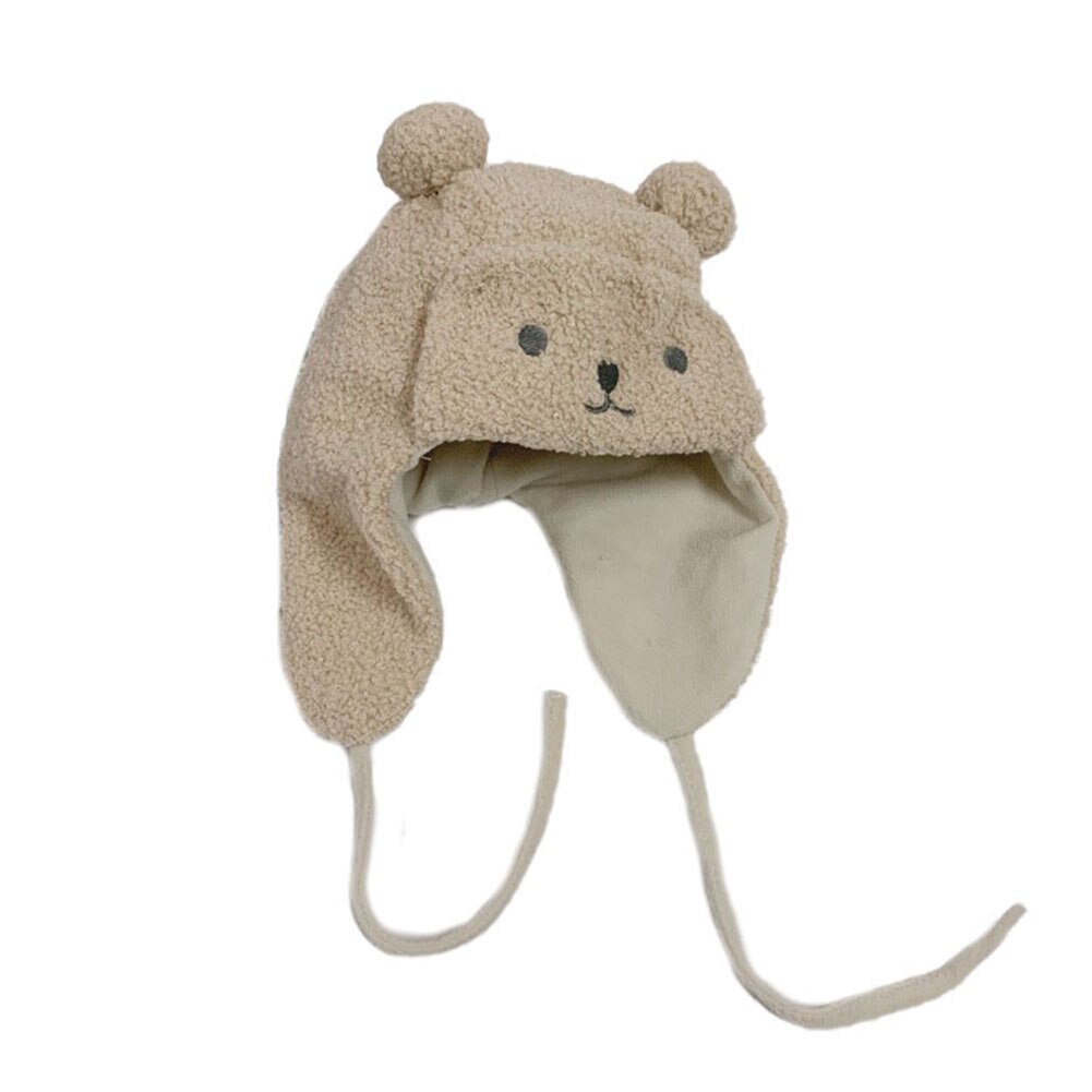 Baby cartoon berenmuts, peuter wollen muts met oorkleppen, baby winter warme muts