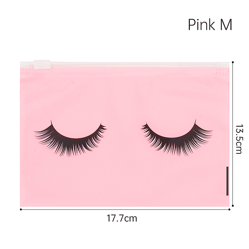 Bolsas para el cuidado posterior de pestañas con cremallera, bolsa de maquillaje para artículos de tocador, herramienta de belleza de viaje cosmética, suministros de extensión de pestañas, 10 Uds.: Castaño