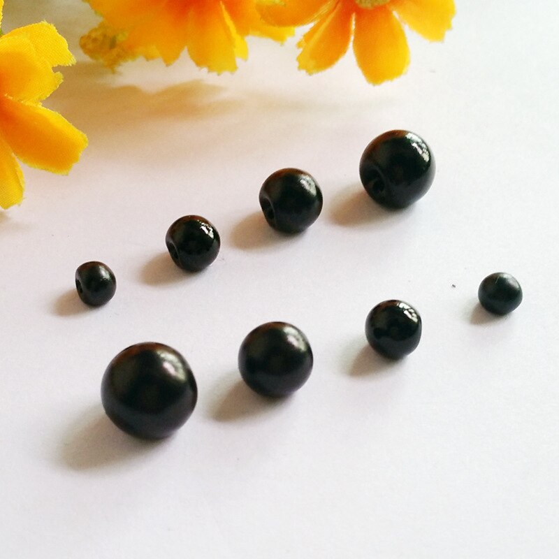 6mm, 8mm, 10mm, 12mm pearl diy button for craft / Black round bead pearl buttons, Scrapbooking Supplies button