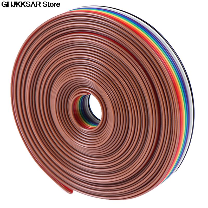 5meters/lot Ribbon Cable 10WAY Flat Color Rainbow Ribbon Cable Wire Rainbow Cable 10P Ribbon Cable 28AWG