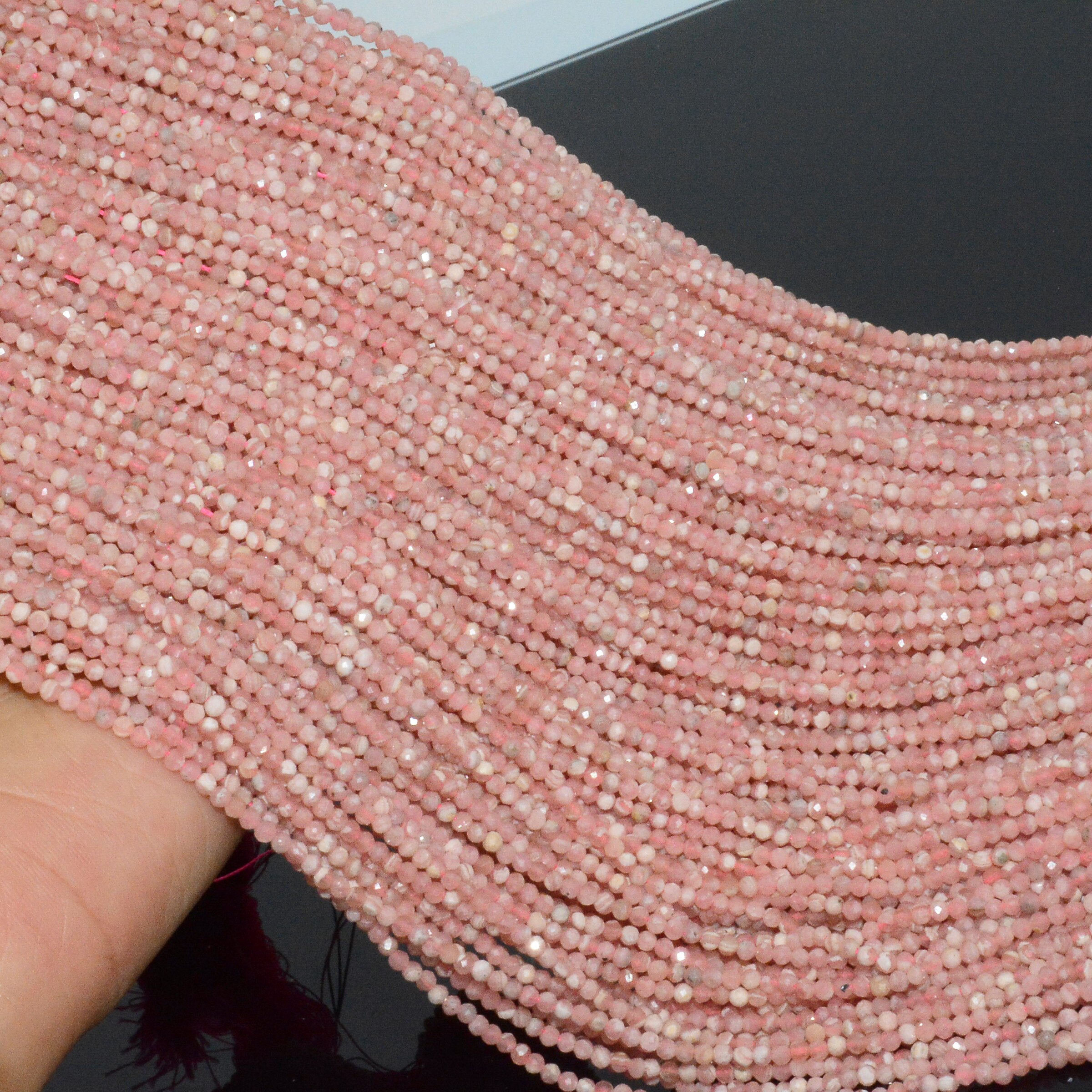 Natural Rhodochrosite Faceted Loose Round Beads 2.6mm