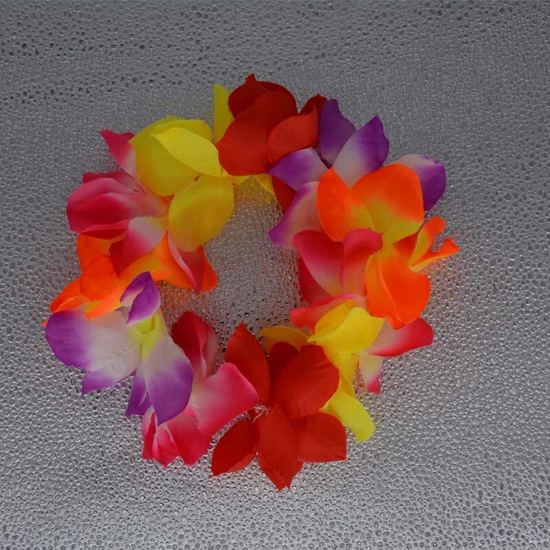 1 st hawaiianska konstgjorda blommor leis krans halsband krans självhäftande klänning hawaii strandfest dekoration påsk: Färger huvud leis
