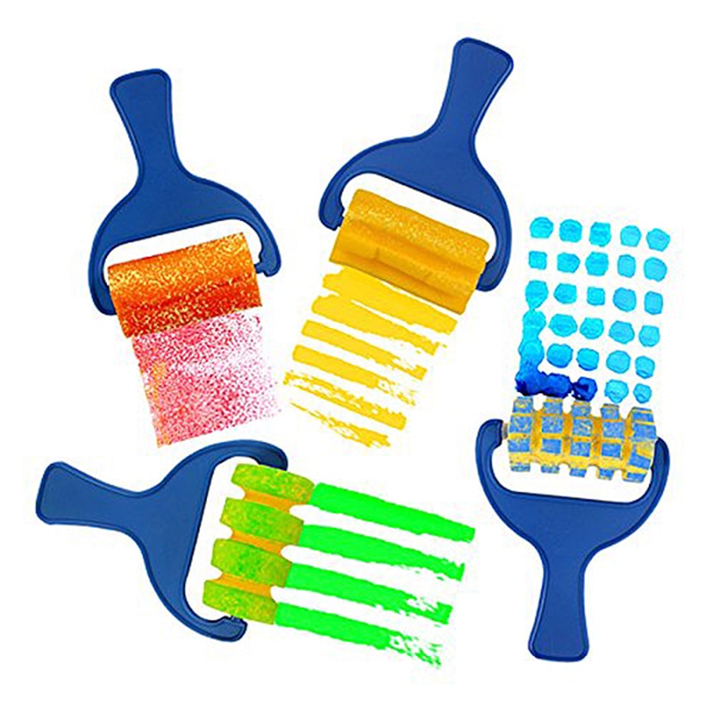 Set of 4pcs Sponge Paint Roller Brush DIY Children Painting Brushes Kid Art Craft Painting Tool