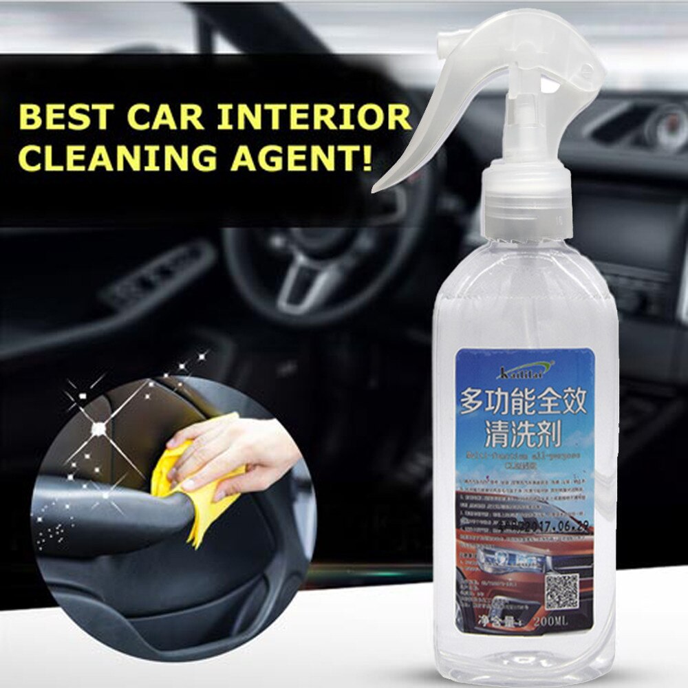 Agente de limpieza Interior para coche multifuncional, agente de limpieza Universal para coche, revestimiento de plástico renovado, limpiador con luz, 200ml