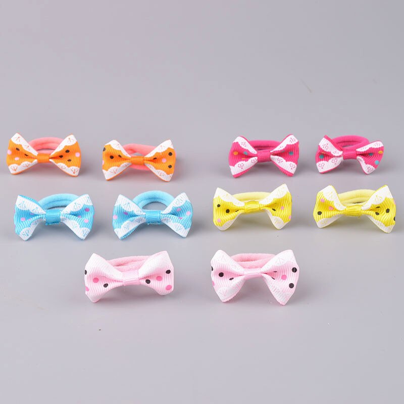 10 sztuk łuki gumka robić włosów piękny elastyczny gumowy sznur kropki nakrycia głowy dla dziewczynek śliczne opaska robić włosów kucyk ozdoby akcesoria dla dzieci: A