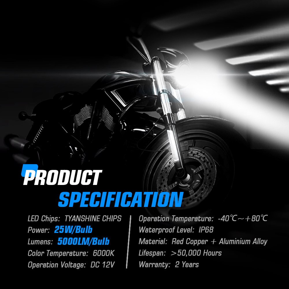 NOVSIGHT Motorcycle Headlight Bulb Led H4 H7 H11 1:1 Mini Size 6000K White 5000LM 25W 12V Motorcycle Headlamp Bulbs