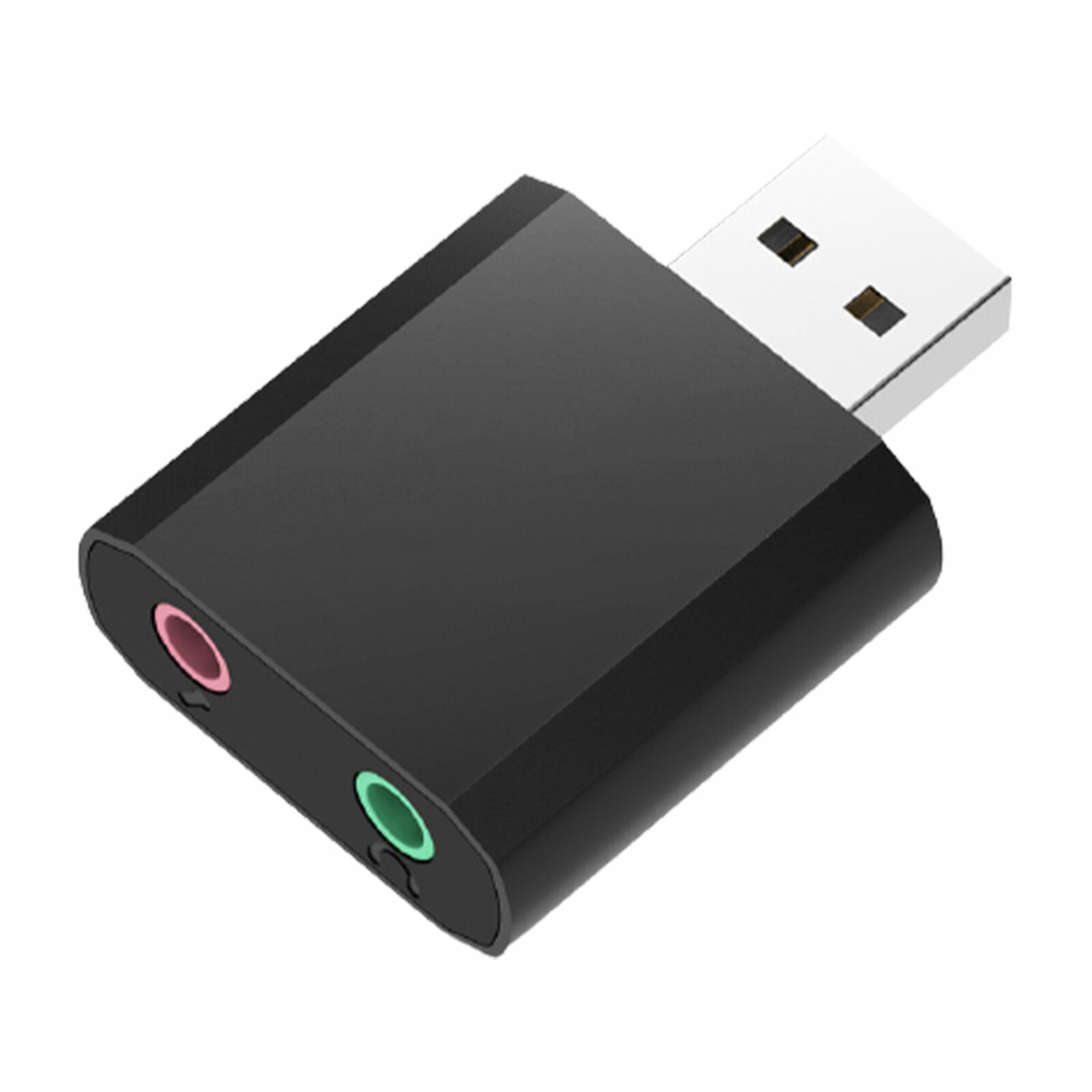 Sound Adapter Computer Geen Drivers Nodig Laptop Aluminium Externe Stereo Usb Audio Card Ruisonderdrukking Chip Dubbele Gat: Black