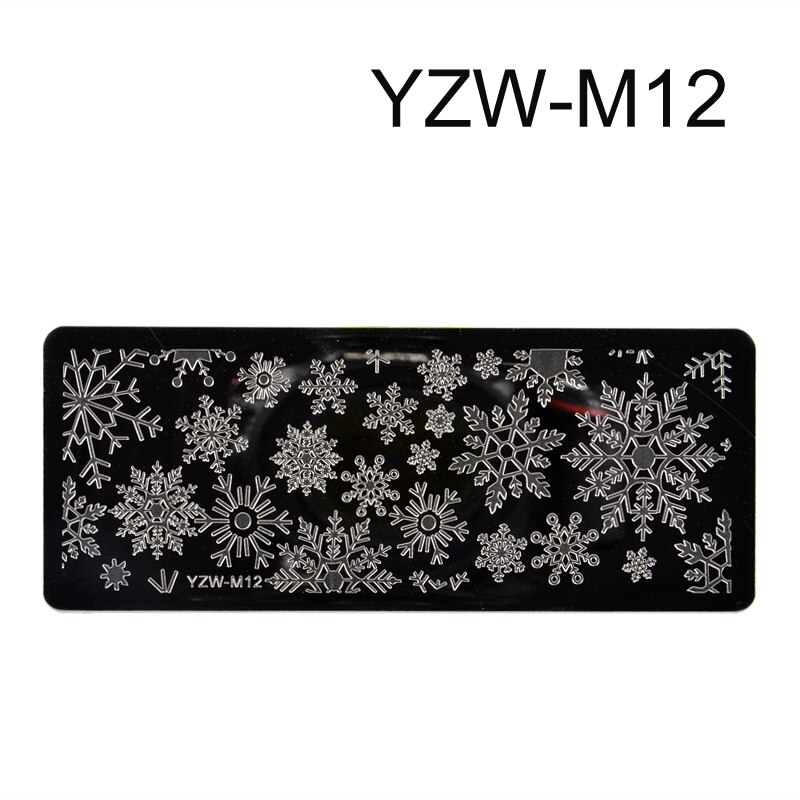1 pc nail art stempelplaten nagellak print blad bloem dromenvanger sneeuwvlok kerst stempel schraper spons: Gangyin-yzw -m12
