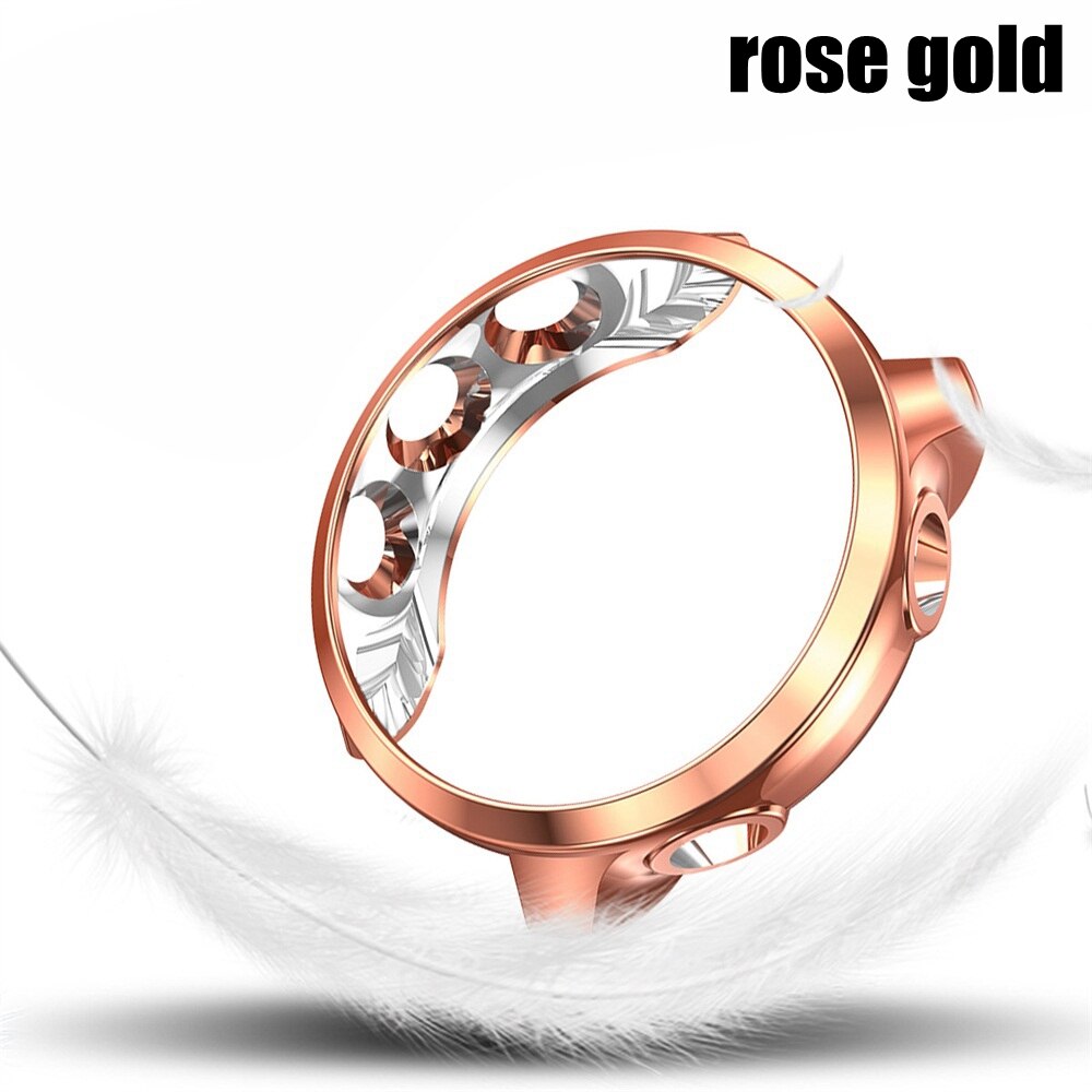 Ultra Slim Protector Case for Garmin Forerunner 245 245M Ultra Slim Soft Hollow out Watch Cover Protective Bumper Shell: Rose Gold