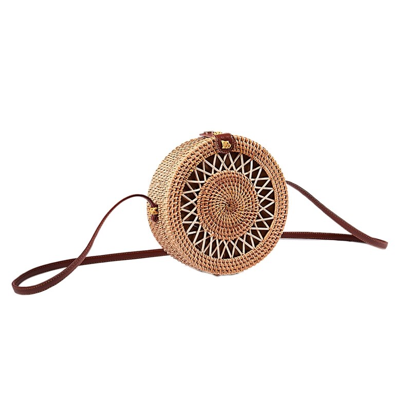 Ronde strozakken dames zomer rotan tas handgemaakt geweven strand crossbody schoudertas cirkel bohemien handtas bali