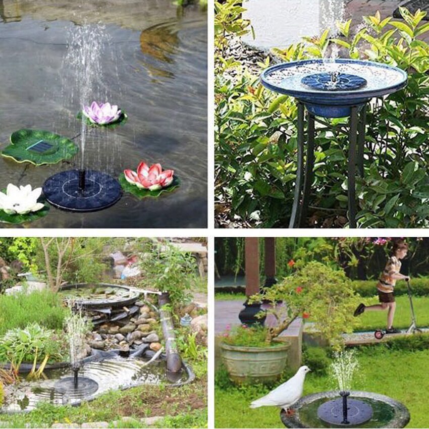 Small Solar Water Fountain Pool Pond Waterfall Fountain Garden Decoration Outdoor Bird Bath Solar Powered Fountain Floating Wate