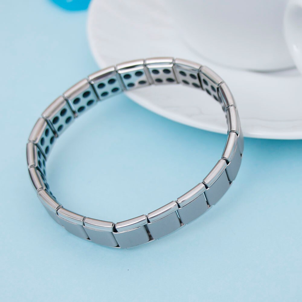 Pulseira magnética masculina de germânio, bracelete elástico para cura, melhor presente em aço inoxidável, corrente magnética para cuidados de saúde