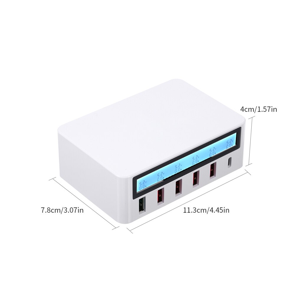 USB Smart Charging Station 6 Ports LCD USB Charging Dock QC3.0 Fast Charging Universal Compatibility Charging Station for PC