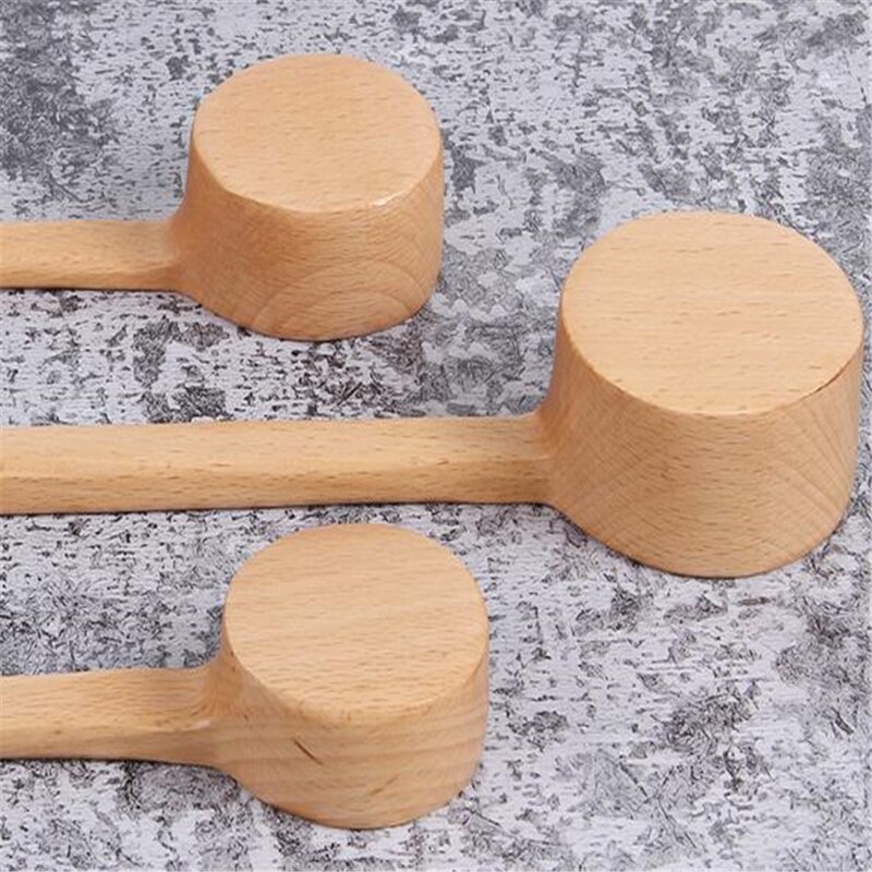 Cuchara medidora de madera con mango largo, utensilios de medición para cocina, café, sopa, hogar