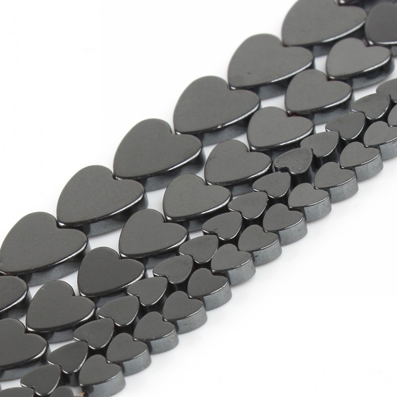 Pierre naturelle en forme de cœur d'amour, hématite, perles d'espacement amples pour la fabrication de bijoux, accessoires de Bracelet 15 ''4x4mm 7x6mm 10x10mm
