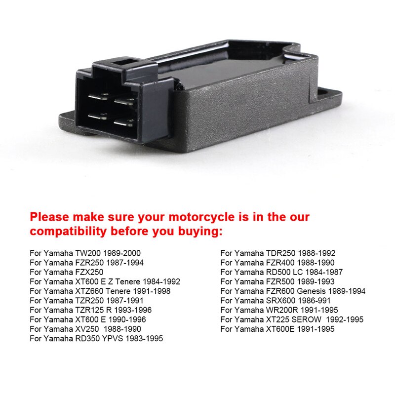 Rectificador Regulador De Voltaje Para Yamaha XT225, XT600, TW200, TZR250, Etc. – Compatible Con Modelos 12V, Con Disipador De Calor – Fácil Instalación Plug & Play