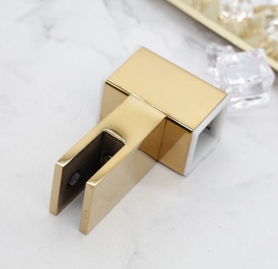 304 Edelstahl Glas Rohr Armaturen Stecker Stange Hängen Ordner Glas Befestigung Schellen Dusche Stange Schlecht Zubehör 25mm: Gold T-Klemme