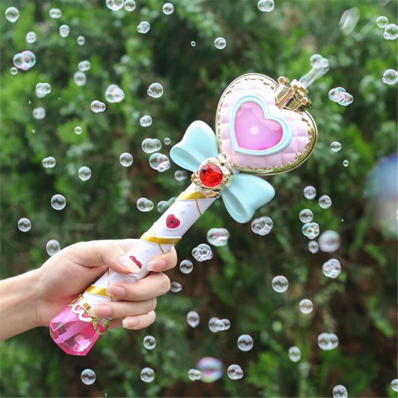 Musical Licht-Up Bubble Toverstaf Bubble Machine Bubble Blower Met 2 Flessen Bubble Oplossing, 2 Instellingen, Voor Kinderen Meisje
