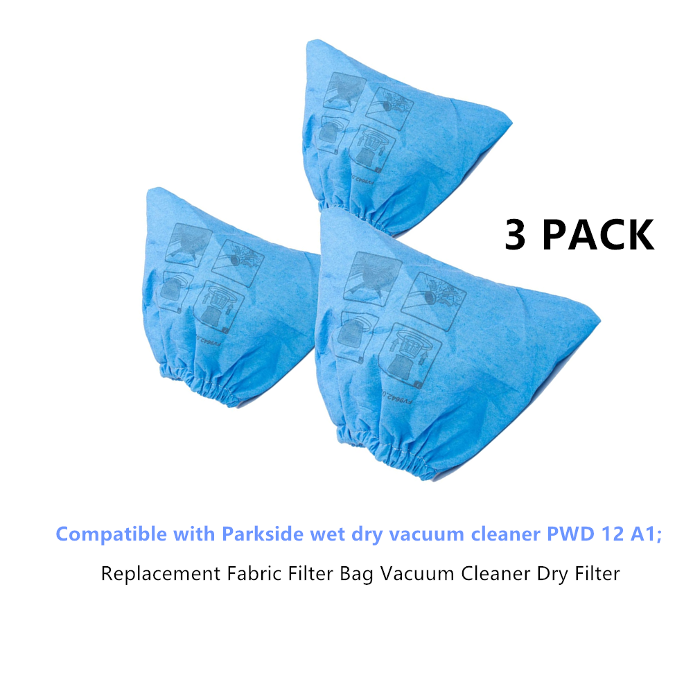 3pcs Fabric Filter Bag Dry Filter compatible with Lidl Parkside Wet Dry NTS PWD 12 A1 353257/385114/332961 vacuum cleaner parts