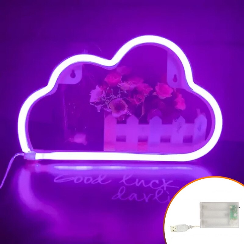 LED Neon Light Sign Clouds USB AAA Battery Powered Wall Art Bedroom Decor Hanging Home Wedding Party Decor Xmas: Purple Clouds