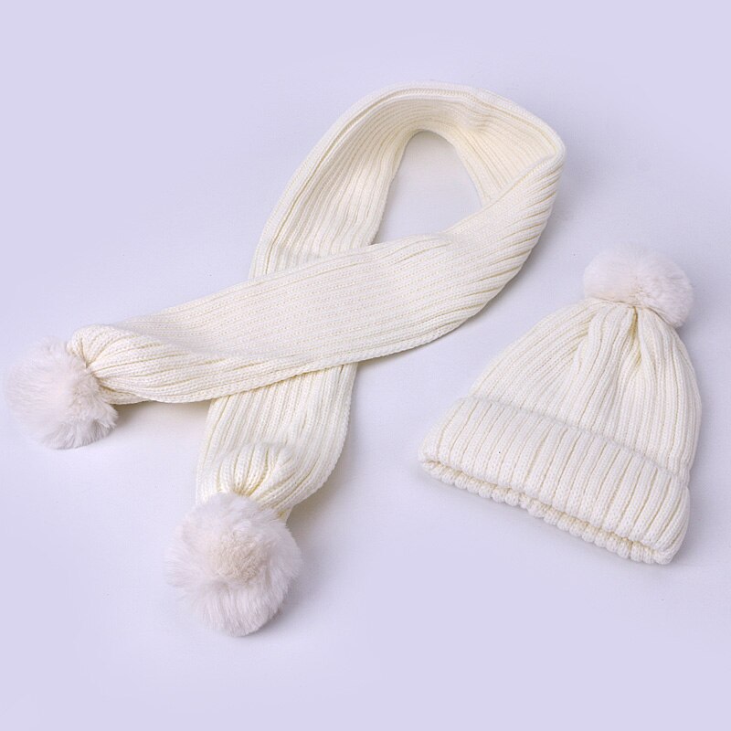 Pompón sombrero y bufanda para niños abrigo invernal crochet sombrero de punto bufanda, conjunto de dos piezas de chico grueso, gorros, gorros de lana con forro: E