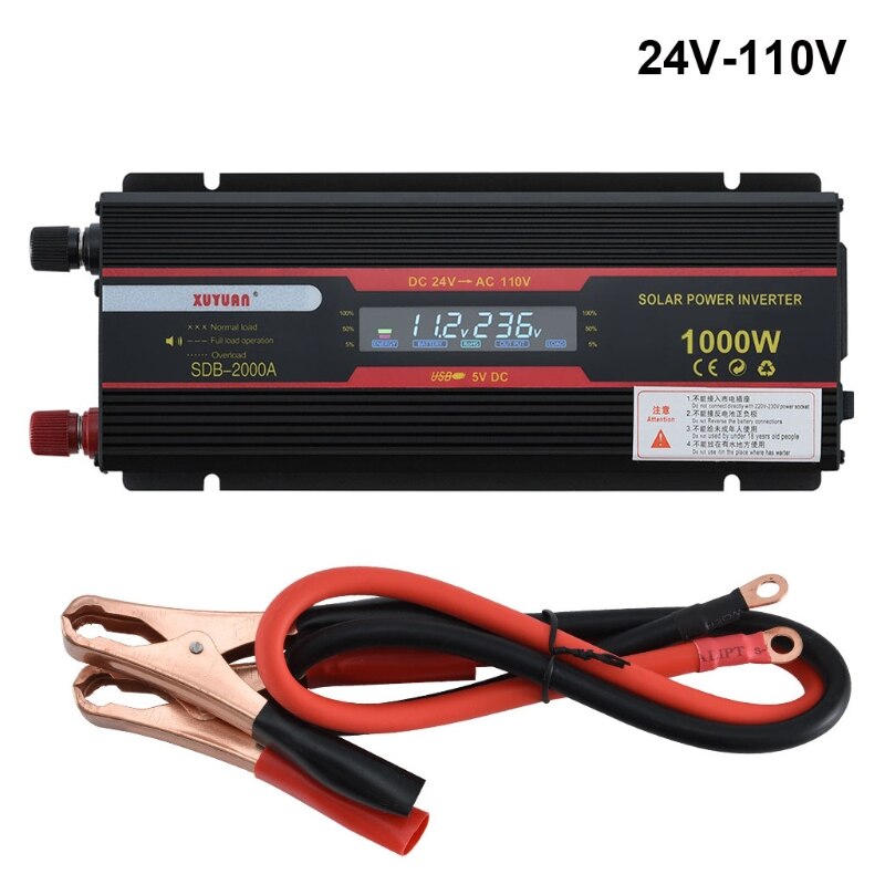 1000W Car Inverter DC 12V/24V to AC 110V/220V Voltage Converter with LCD Display