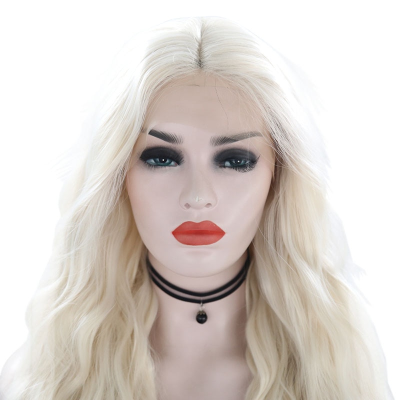 Alegria & beleza 26 "preto bege cinza marrom natural onda de água cabelo feminino maquiagem festa de casamento presente sintético rendas frente perucas diárias