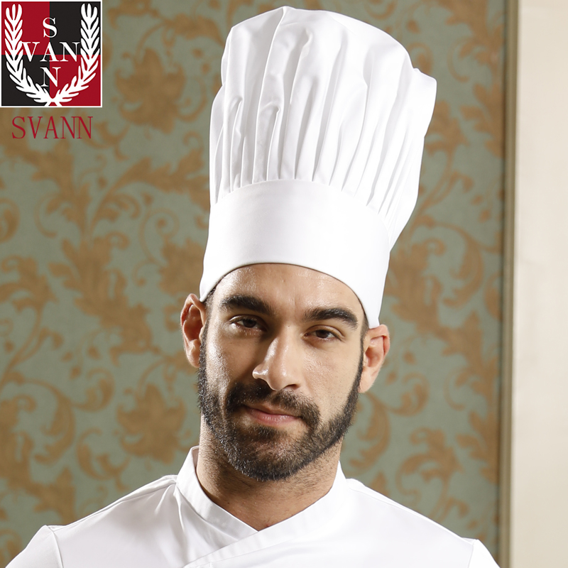 Chapeau de chef pour restaurant, épais, lavable, haut de gamme, en pur coton, plissé, blanc, 28cm: Default Title