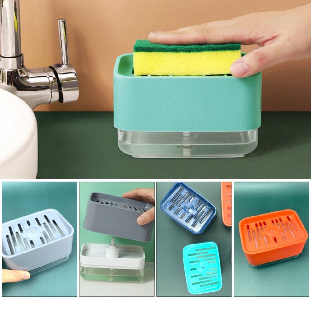 2 Sets Soap Pump Dispenser Useful Multifunctional Dish Soap Dispenser Liquid Soap Dispenser Sponge Holder Detergent Dispenser fo