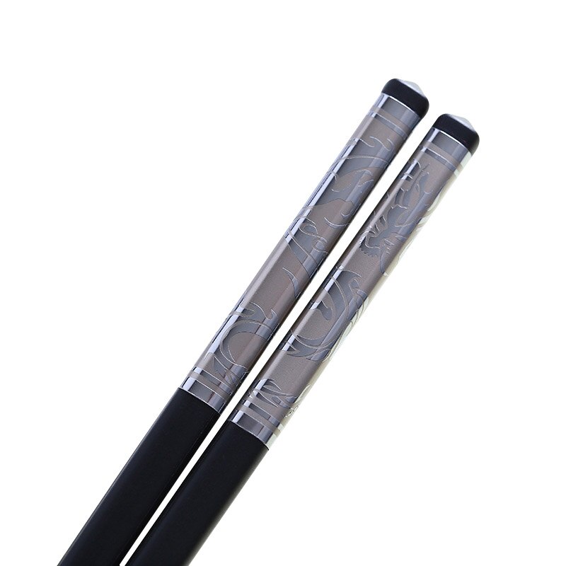 Zollor 1 Pair High Household Alloy Black Chopstick Hotel Restaurant Non-slip Tableware Reusable Food Sticks For Sushi: T4