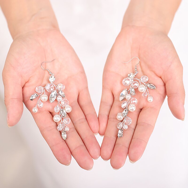 Peinados de novia, conjunto de joyas, diadema, pendientes, Tiaras plateadas, corona, accesorios para el cabello para novia, boda: green