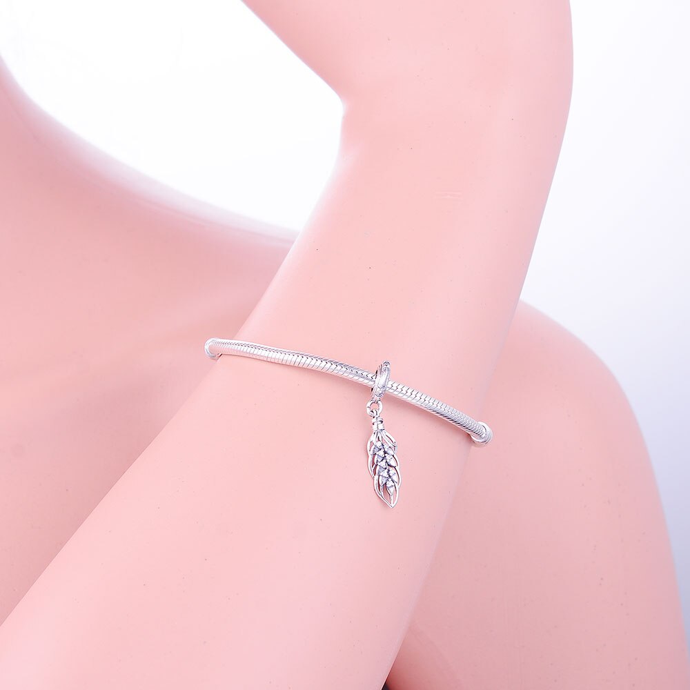 Berloque Real 925 Sterling Zilver Tarwe Graan Dangle Bedels Kralen Fit Originele Bedels Armbanden Sieraden Maken Voor Vrouwen
