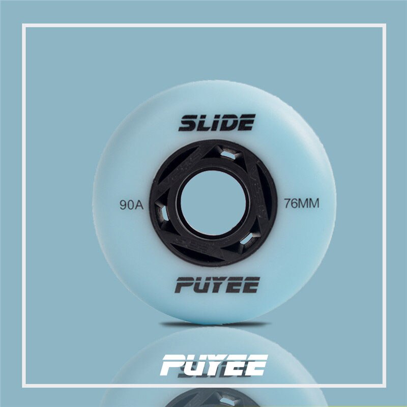 Rueda de patinaje flourirescent original PUYEE, 72 76 80mm, azul 90A, pegamento flash brillante, ruedas luminosas para patines deslizantes
