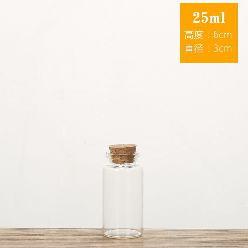 5pcs/lot 10/15/20/25/30/40/55ml Clear Glass Bottle Vials Empty Sample Jars with Cork Stopper Message Vial Weddings Wish Bottle