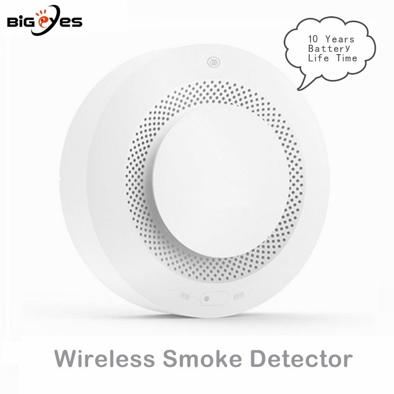 433MHz Wireless Smoke Detector Battery Power Smoke Sensor Fire Alarm System with 10 Years of Battery Life Time for Burglar Alarm