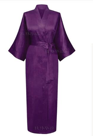 Vrouwen Zijde Satijn Lange Bruiloft Bruid Bruidsmeisje Gewaad Kimono Gewaad Feminino Badjas Grote Maat XXXL Peignoir Femme Sexy Badjas: S / Blauw