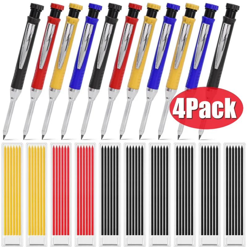 Solide Timmerman Potloden met 2.8mm Vullingen Neus Diep Gat Vulpotlood Marker Bouw Potloden Opstellen Architect Tool