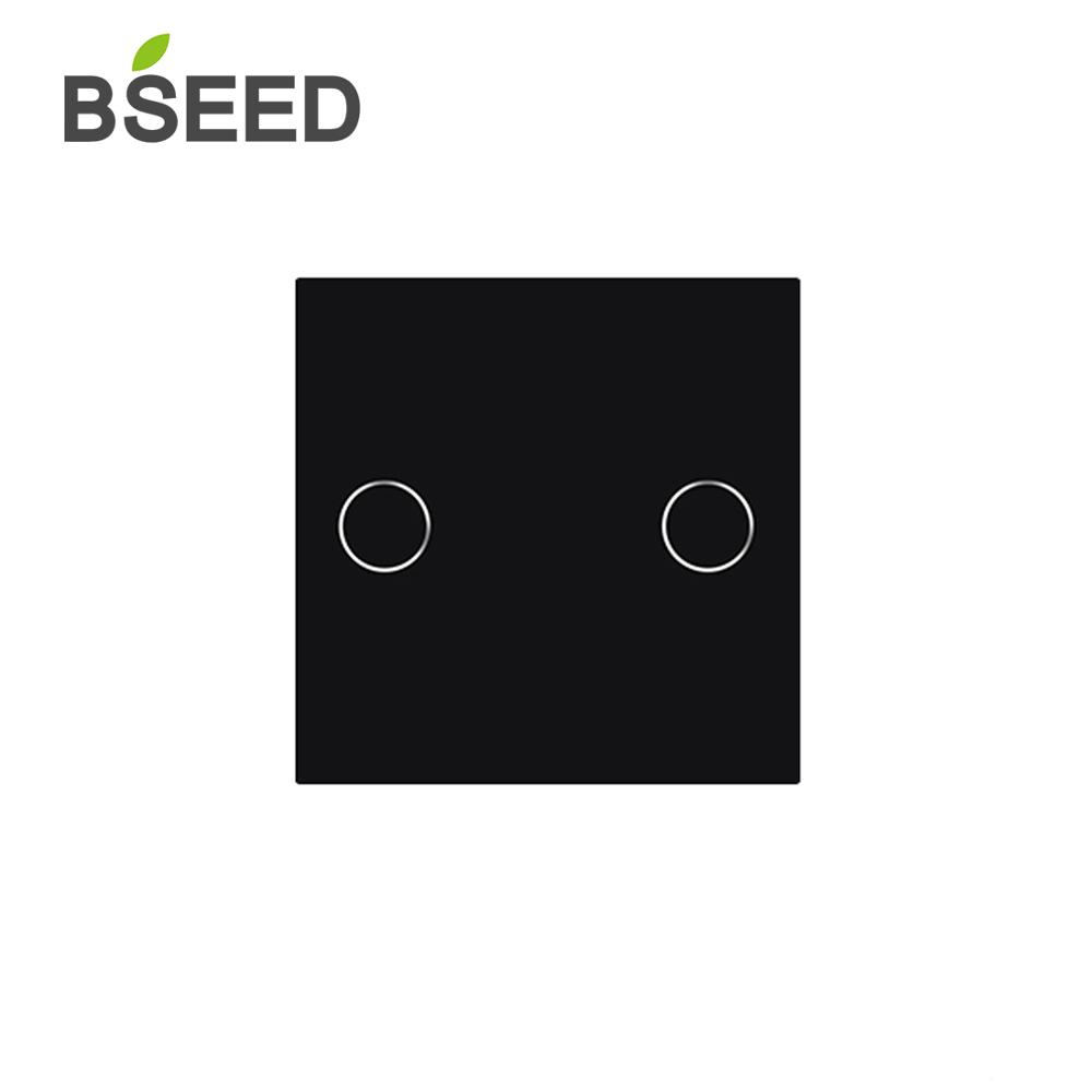 Bseed-interruptor de luz sensível ao toque, 47*47mm, para parede, painel de vidro pequeno, faça você mesmo, 1/gang, nova cortina, padrão, dimmer, partes de vidro de cristal: 2Gang Black