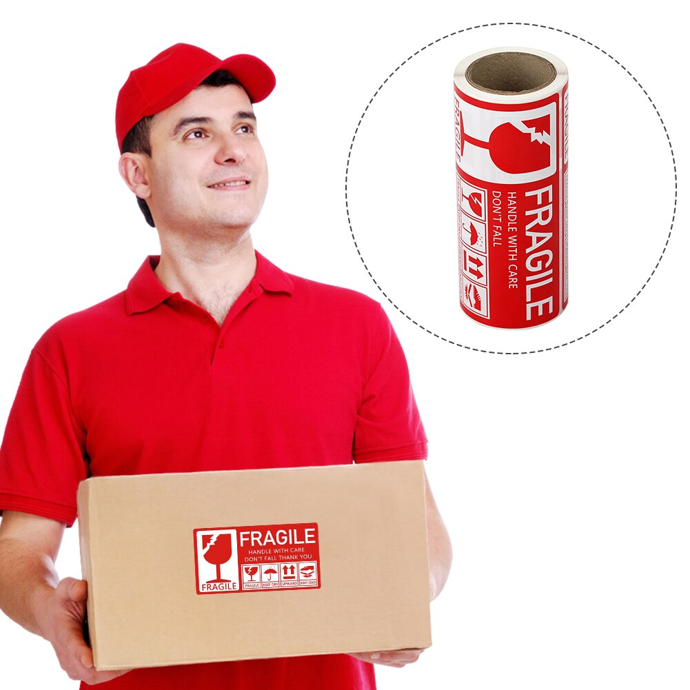 250sheets/roll Fragile Sticker Moving Warning Easy Apply Packaging Goods Decoration Handle With Care Notice Practical Express