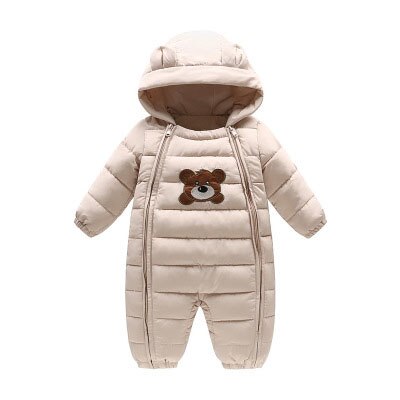 Baby Winter Kleding Baby Uitloper Jongen Meisje Dikke Warme Eendendons Winter Baby Snowsuit Leuke Hooded Kleding Pak Dier Stijl: Beige / 12m