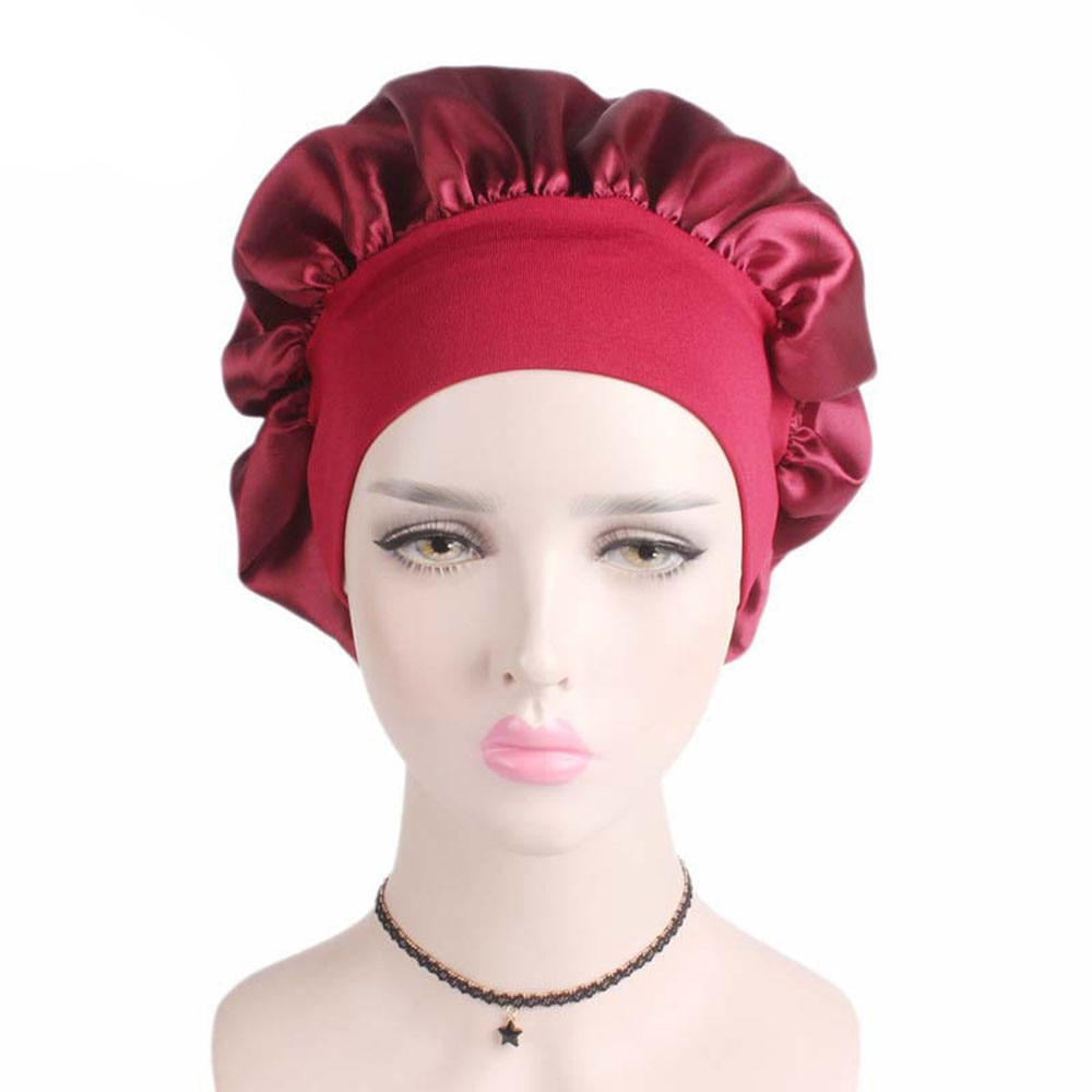 Chapeau de nuit en satin pour homme et femme, charlotte pour dormir, matière solide, unisexe