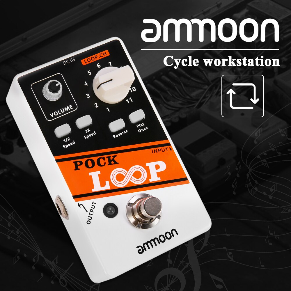 ammoon STEREO Looper POCK LOOP Guitar Effect Pedal 11 Loopers Max.330mins Recording Time Supports 1/2 & 2X Speed Guitar Pedal