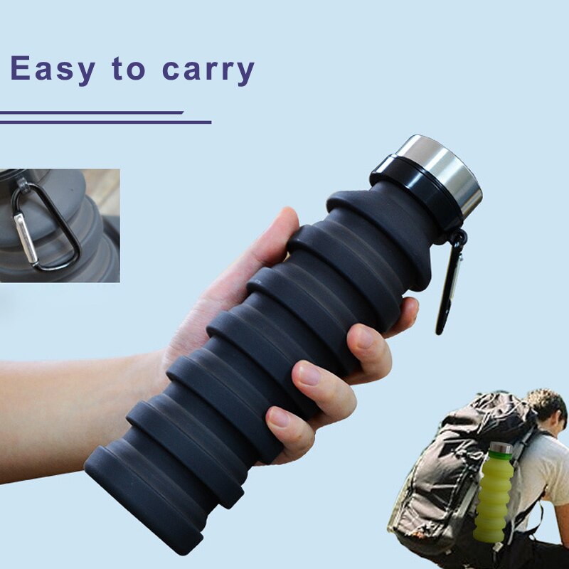 550ML de silicona plegable café taza botella para beber viajes al aire libre plegable taza LSK99
