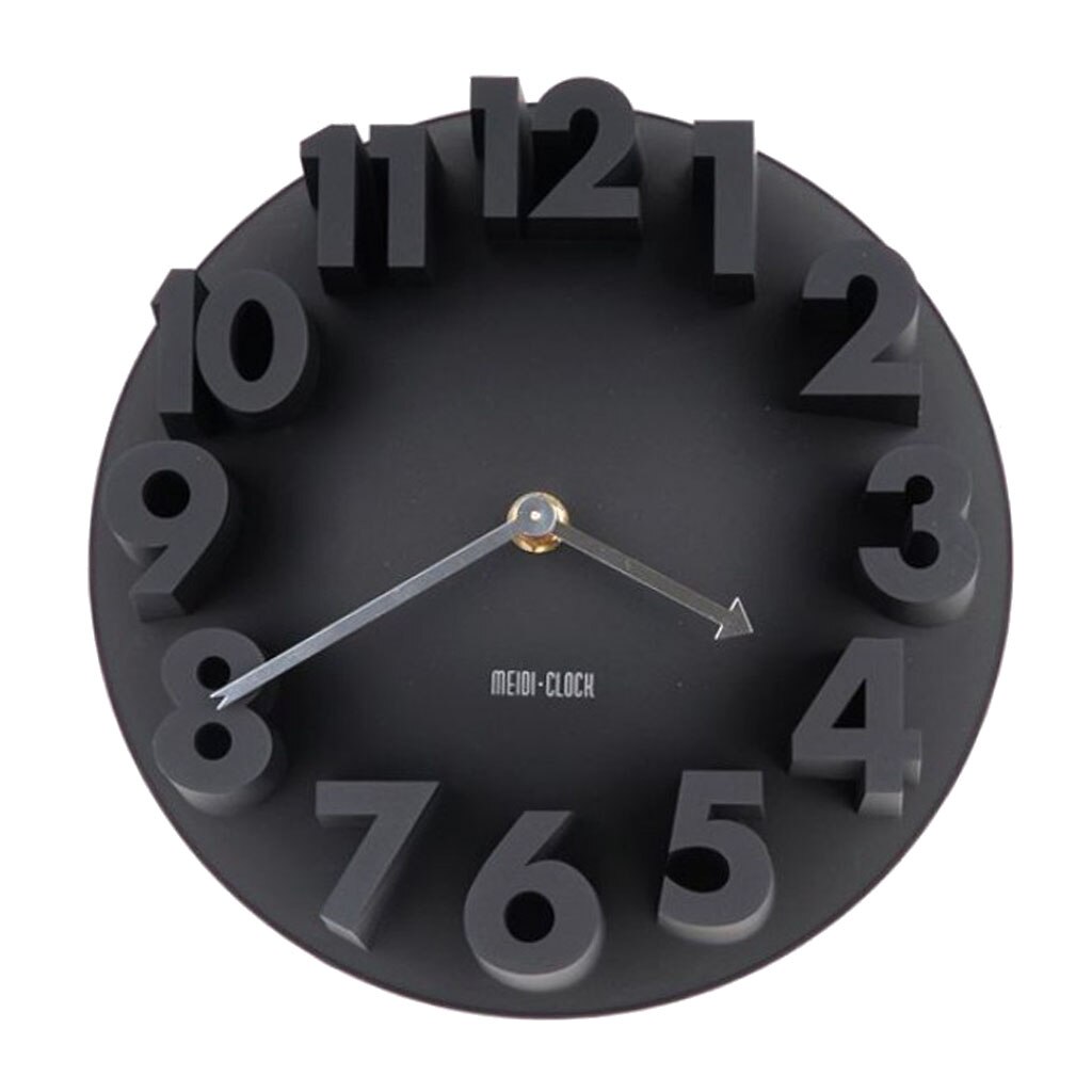 Modern 3D Wall Clock Kitchen Living Clock Decal Sticker Carved Battery Power Black