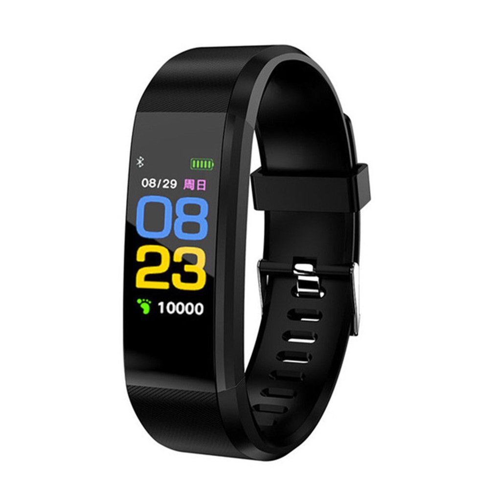 115 PLUS Smart Watch Heart Rate Monitor Blood Pressure Fitness Tracker Smartwatch Sport Watch for ios android + BOX Men Women: black