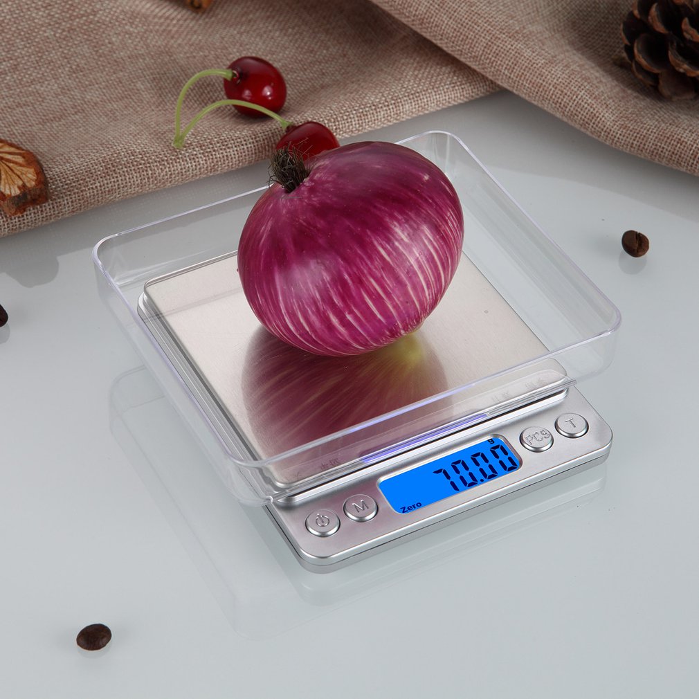 HT-I200 1000/2000/3000g x 0.1g Portable Stainless Steel Electronic LCD display Food Scales Kitchen Jewelry Weight Digital Scale