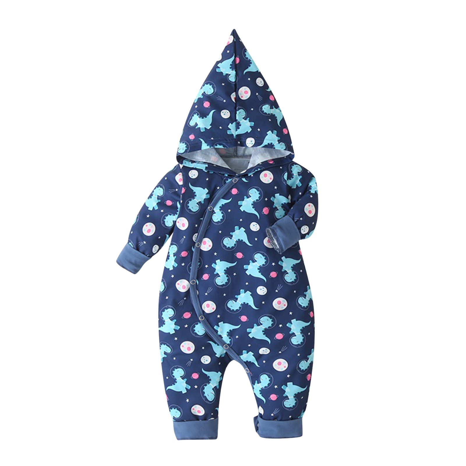 Infantil bebê meninos meninas desenhos animados dinossauro impressão com capuz macacão: 18 m