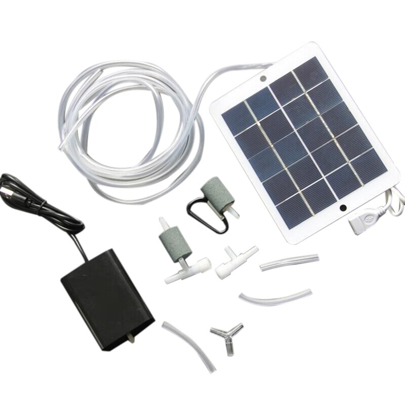 Portable Fishing Water Oxygen Pump 3W 5V Pond Aquarium Air Aerator with Solar Panel Air Compressor Aerator: Default Title